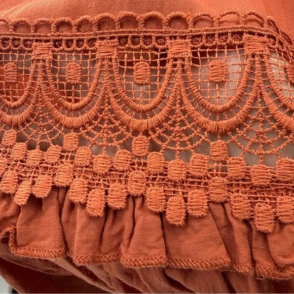 Torrid Duster Length Kimono Tie Front Lace Details in Orange Rust Size 2X - Picture 8 of 15